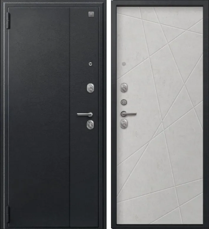 Дверь A-03 черный сатин - бетон светлый DIS007330